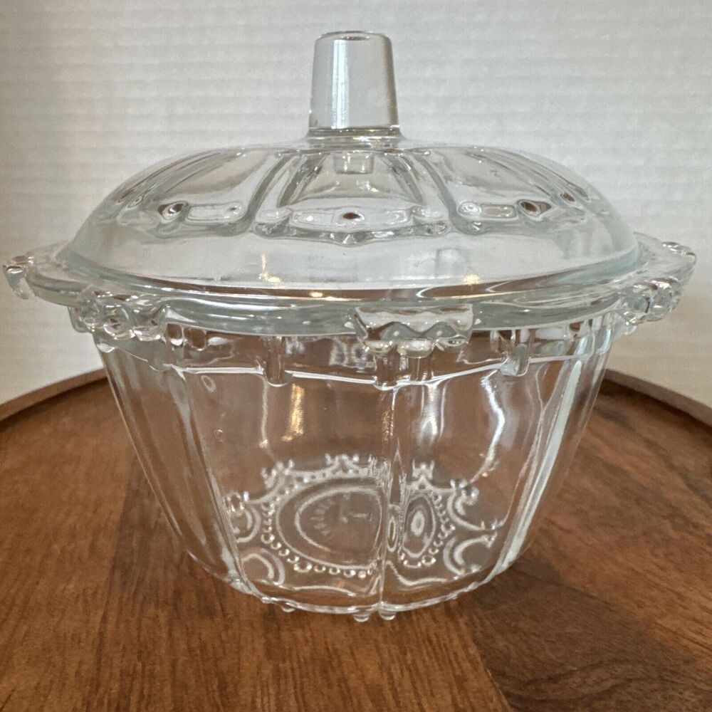 Vintage KIG Indonesia Clear Glass Candy Dish With Lid